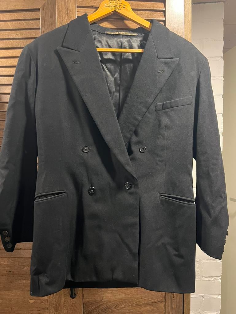 Zwarte ouderwetse herencolbert, Kleding | Heren, Carnavalskleding en Feestkleding, Ophalen of Verzenden, Zo goed als nieuw, Maat 52/54 (L)