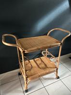 Vintage Rotan Serveerwagen Trolley Nieuw, Huis en Inrichting, Tafels | Bijzettafels, Minder dan 55 cm, Gebruikt, Rechthoekig, Ophalen