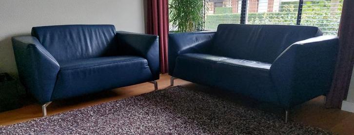 Leren bankstel 2,5 zits en een 1,5 zits 'loveseat' - Touche, Huis en Inrichting, Banken | Bankstellen, Gebruikt, Rechte bank, Driepersoons