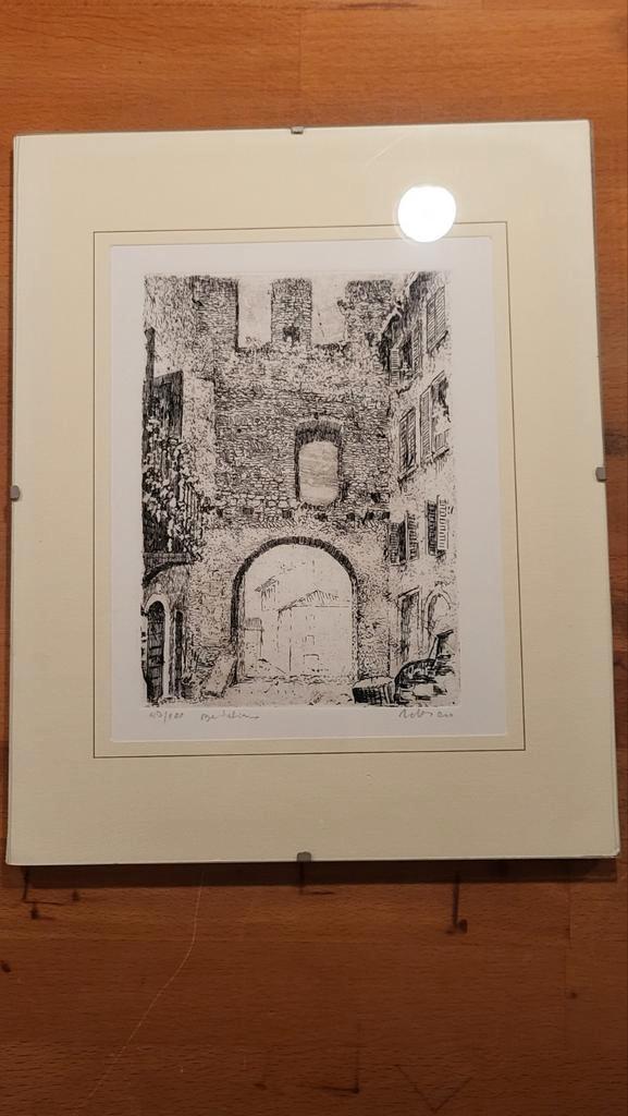 Ets van een stadspoort, Antiek en Kunst, Kunst | Etsen en Gravures, Ophalen