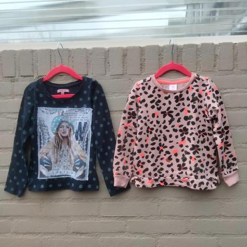 Trui en shirt 110/116 roze en blauw, Kinderen en Baby's, Kinderkleding | Maat 116, Zo goed als nieuw, Meisje, Trui of Vest, Verzenden