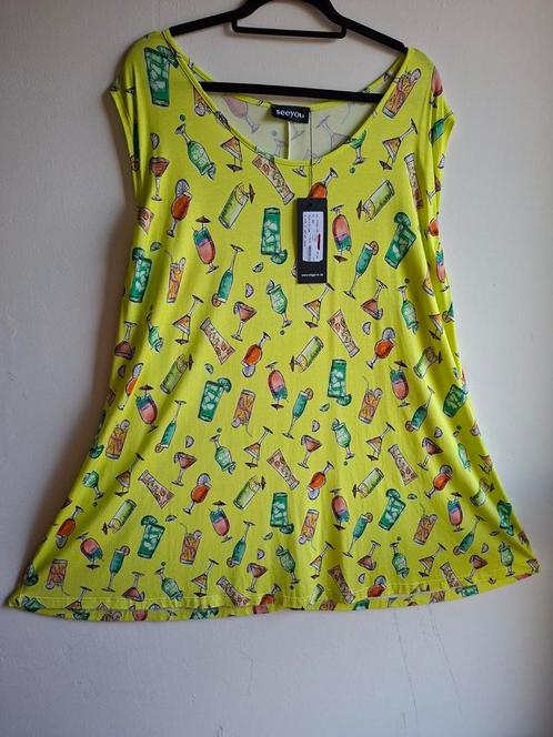 Nieuwe SuperLeuke Lime/MultiColour SeeYou Top Mt 58, Kleding | Dames, Grote Maten, Nieuw, Shirt of Top, Overige kleuren, Ophalen of Verzenden