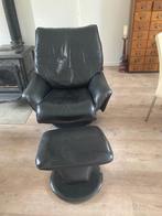leolux fauteuil en voetenbank, Huis en Inrichting, Stoelen, Ophalen, Gebruikt, Zwart, Leer