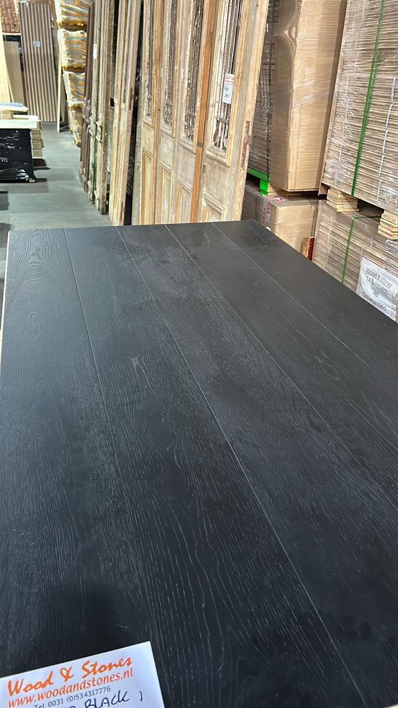 Eiken vloer zwart gelakt eiken vloerdelen wandbekleding, Huis en Inrichting, Stoffering | Vloerbedekking, Nieuw, Parket, Zwart
