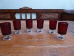 6 vintage robijnrode borrelglaasjes, Luminarc