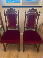 Antieke stoelen met rood velours, Antiek en Kunst, Antiek | Meubels | Stoelen en Banken, Ophalen of Verzenden