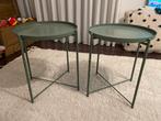 Set van 2 groene bijzettafels, Minder dan 55 cm, Gebruikt, Metaal of Aluminium, Rond