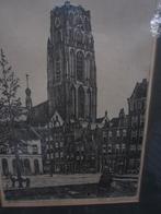 Marius Janssen, Mooie ets van de Laurenstoren Rotterdam, Ophalen of Verzenden