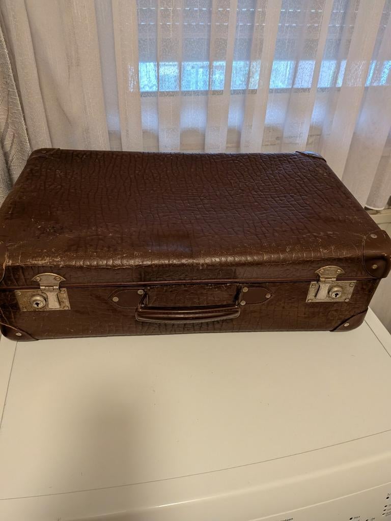 Bruin vintage koffer, Ophalen of Verzenden, Minder dan 50 cm, Minder dan 50 cm