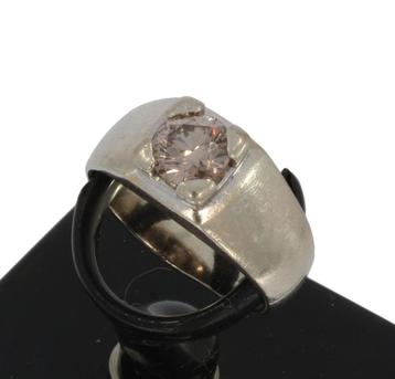 Grote diamant 0,90ct 14k wit gouden massieve ring fraai dame beschikbaar voor biedingen