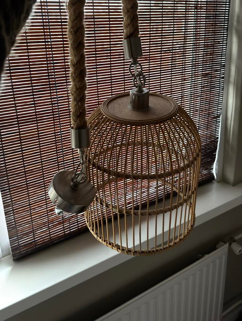 Rotan hanglamp Light & Living - Intratuin, Huis en Inrichting, Lampen | Hanglampen, Ophalen, Zo goed als nieuw, Hout, Minder dan 50 cm