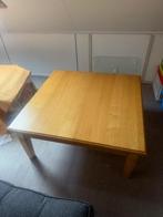Eiken patine vierkante tafel met laatje., Ophalen, Gebruikt, 50 tot 100 cm, Vierkant