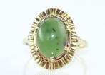 Vintage gouden ring met jade, jaren ‘60, Sieraden, Tassen en Uiterlijk, Antieke sieraden, Ophalen of Verzenden, Goud, Ring, Met edelsteen