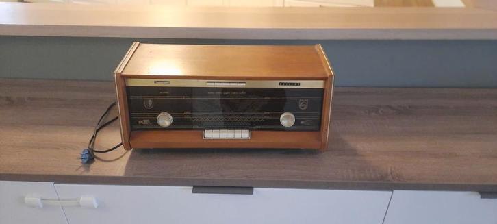 Vintage Philips buizenradio B5X23A “Bi-Ampli” – defect, Antiek en Kunst, Antiek | Tv's en Audio, Ophalen of Verzenden