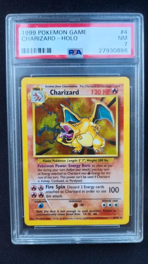 Base set Charizard PSA 7, Hobby en Vrije tijd, Verzamelkaartspellen | Pokémon, Zo goed als nieuw, Losse kaart, Ophalen of Verzenden