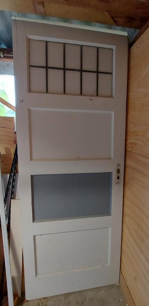 Vier Paneeldeuren met glas - jaren 30 en jaren 20, Doe-het-zelf en Verbouw, Deuren en Horren, Gebruikt, Binnendeur, 200 tot 215 cm