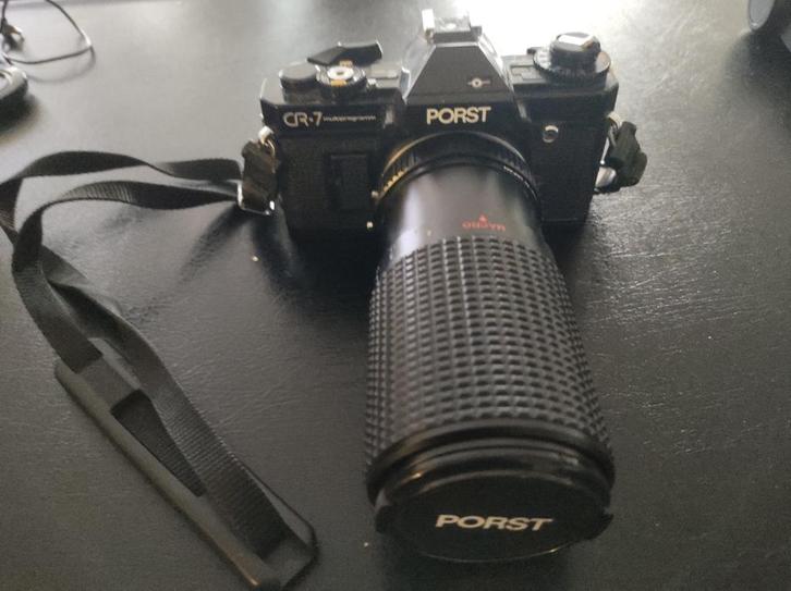 Porst CR-7 Multiprogram analoge fotocamera+3 lenzen+flitser., Audio, Tv en Foto, Fotocamera's Analoog, Gebruikt, Spiegelreflex