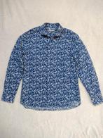 Blauw overhemd met bloemenprint maat M Mango, Blauw, Zo goed als nieuw, Mango, Halswijdte 39/40 (M)