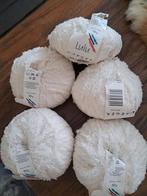 Jaëger Lulu bouclégaren 5 bollen wit, Ophalen of Verzenden, Zo goed als nieuw, Breien of Haken, Wol of Garen