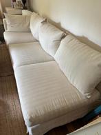 Witte Vibieffe bank met losse hoezen en grote poef, Ophalen, Driepersoons, 75 tot 100 cm, Zo goed als nieuw