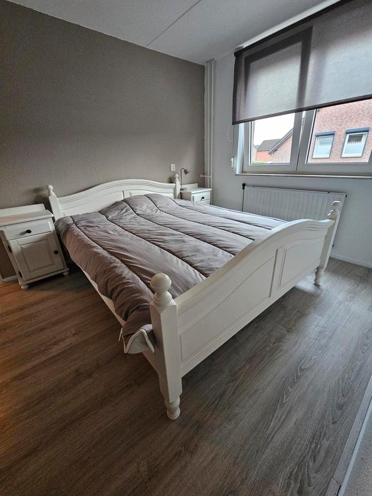 2-persoonsbed 160x200 + nachtkastjes & matras, Huis en Inrichting, Slaapkamer | Bedden, Tweepersoons, 160 cm, Hout, Ophalen
