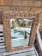 Boho spiegel met rieten rand - 65x35 cm, Huis en Inrichting, Minder dan 50 cm, Gebruikt, Ophalen of Verzenden, Minder dan 100 cm