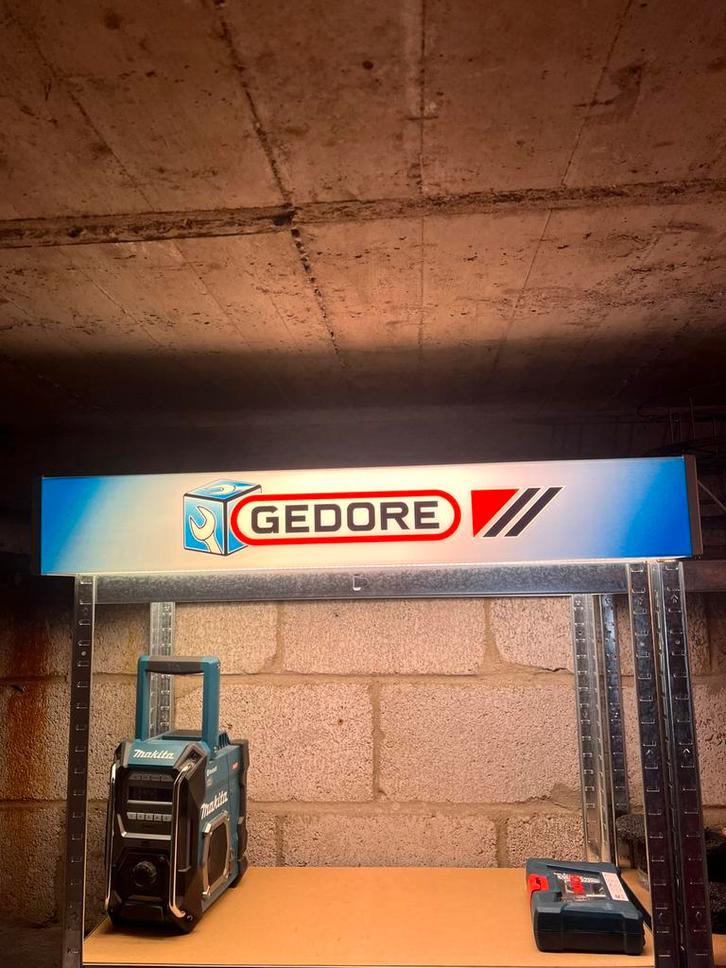 Gedore gereedschap lichtbak reclame bord, Verzamelen, Merken en Reclamevoorwerpen, Zo goed als nieuw, Lichtbak of (neon) lamp