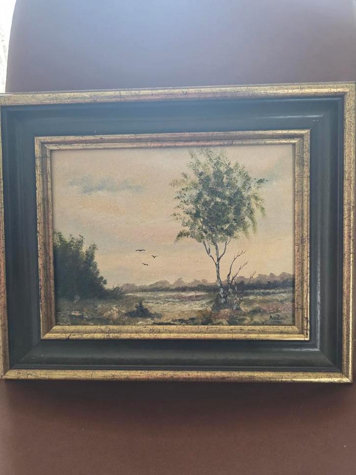 Schilderij Landschap met Boom, Antiek en Kunst, Kunst | Schilderijen | Klassiek, Ophalen of Verzenden