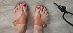 Leren fitflops brede voet cognac mt 40 - 40,5, Kleding | Dames, Schoenen, Ophalen of Verzenden, Zo goed als nieuw, Bruin