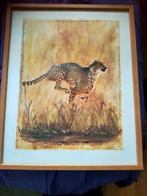 Twee mooie schilderijen met cheeta erop, Ophalen, Minder dan 50 cm, Schilderij, Minder dan 50 cm