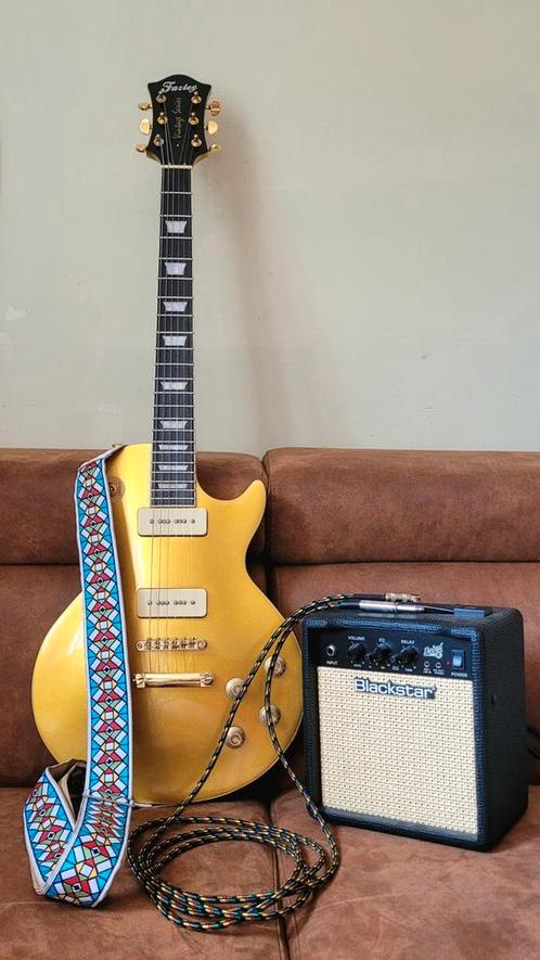 Fazley Vintage series elektrische gitaar met toebehoren, Muziek en Instrumenten, Snaarinstrumenten | Gitaren | Elektrisch, Zo goed als nieuw
