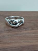 Zilveren ring met vlechtwerk - Maat 18.5, 18 tot 19, Ophalen of Verzenden, Zo goed als nieuw, Dame of Heer