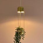 vintage messing LAMP met BLOEMPOT Deens Mid Century Design, Gebruikt, Ophalen of Verzenden, Metaal, Minder dan 50 cm