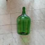Grote retro vintage fles vaas groen van glas, Antiek en Kunst, Ophalen of Verzenden