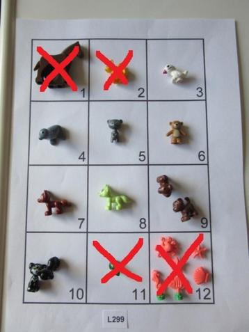 L299 LEGO DIEREN VEULEN (KLASSIEK) HOND KAT ZEEPAARD SCHELP beschikbaar voor biedingen