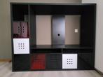 IKEA zwarte TV kast met opbergbakken, afm. 182 x 147 cm, 150 tot 200 cm, 25 tot 50 cm, 100 tot 150 cm, Kunststof