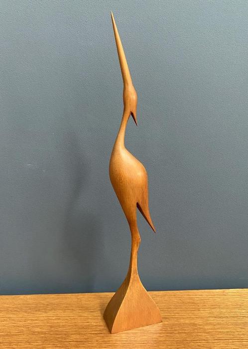 60 jaren Houten gestileerde reiger, Verzamelen, Poppetjes en Figuurtjes, Gebruikt, Ophalen of Verzenden