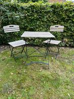 Gietijzeren tuinset met 2 stoelen - Opknapper, Gebruikt, Eettafel, Tuinset, Hout