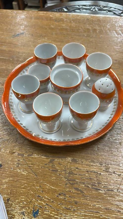 Eierdopset carlotte antiek en brocante, Antiek en Kunst, Antiek | Servies los, Ophalen of Verzenden