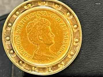 Gouden hanger munt 10 gulden Wilhelmina 1912 , 10 gram goud beschikbaar voor biedingen