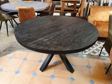 Eettafel rond | Zwart | Mangohout | 120cm beschikbaar voor biedingen