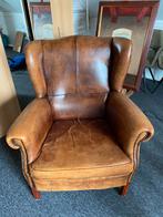 Lederen Oorfauteuil, Huis en Inrichting, Fauteuils, Ophalen, Gebruikt, Leer, 75 tot 100 cm