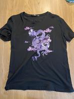 Zwart T shirt met print, Maat 38/40 (M), Fashion, Zwart, Ophalen of Verzenden