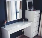 MALM make-up tafel incl spiegel en glasplaat, Huis en Inrichting, Tafels | Kaptafels, Ophalen, Gebruikt, 50 tot 100 cm, Minder dan 100 cm