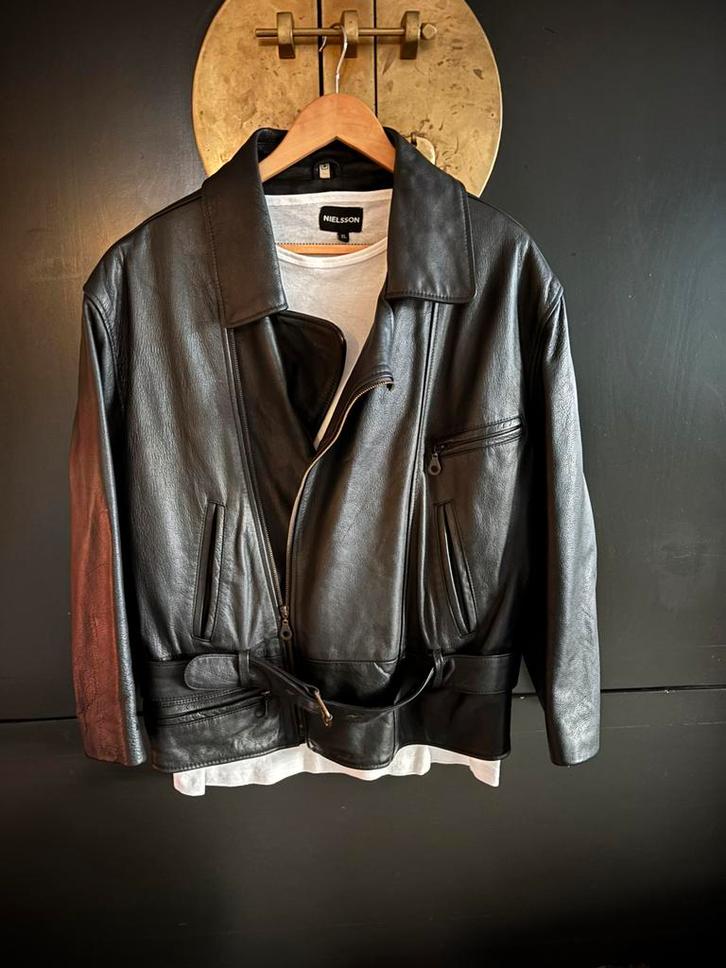 Mooie vintage leren jas, Kleding | Heren, Jassen | Winter, Zo goed als nieuw, Zwart, Ophalen of Verzenden