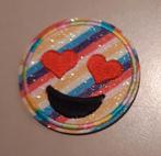 Applicatie Smiley strijkapplicatie hartjesogen 6cmx6cm NIEUW, Hobby en Vrije tijd, Nieuw, T, Ophalen of Verzenden, H