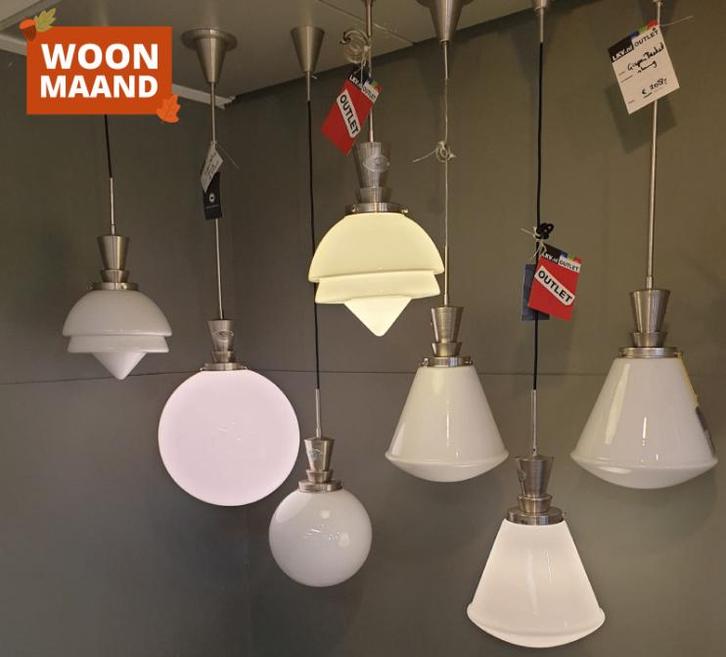 Gispen hanglampen Opaalglas, LKV  WOONMAAND KASSAKORTING, Huis en Inrichting, Lampen | Hanglampen, Nieuw, 75 cm of meer, Glas