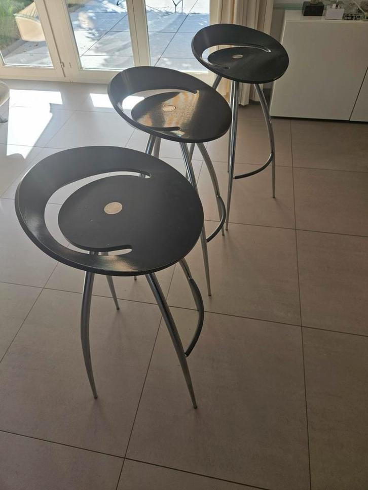 Magis Lyra barkrukken, Huis en Inrichting, Barkrukken, Gebruikt, 60 tot 90 cm, Hout, 3 krukken, Met voetsteun, Ophalen