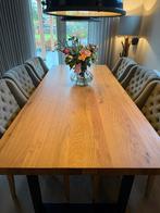 Houten eettafel - Goossens, Huis en Inrichting, Tafels | Eettafels, Ophalen, 100 tot 150 cm, Eikenhout, 200 cm of meer