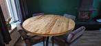 Ronde mangohouten eettafel met 4 Oxford stoelen, Ophalen, Nieuw